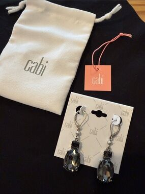 CAbi Silver-Tone Earrings with Smoky Crystal Drops